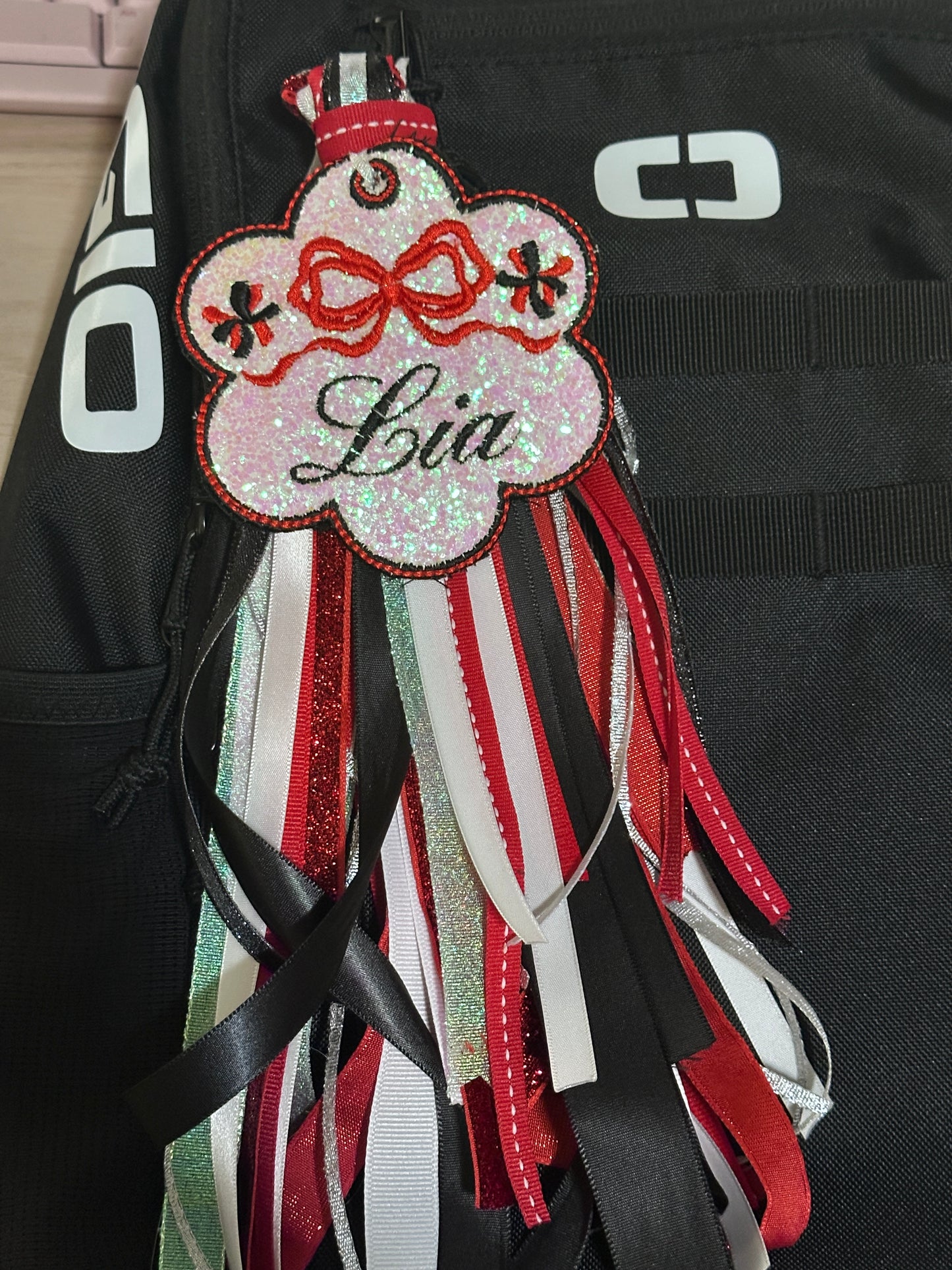 Custom Cheer Glitter Name Bag Tag
