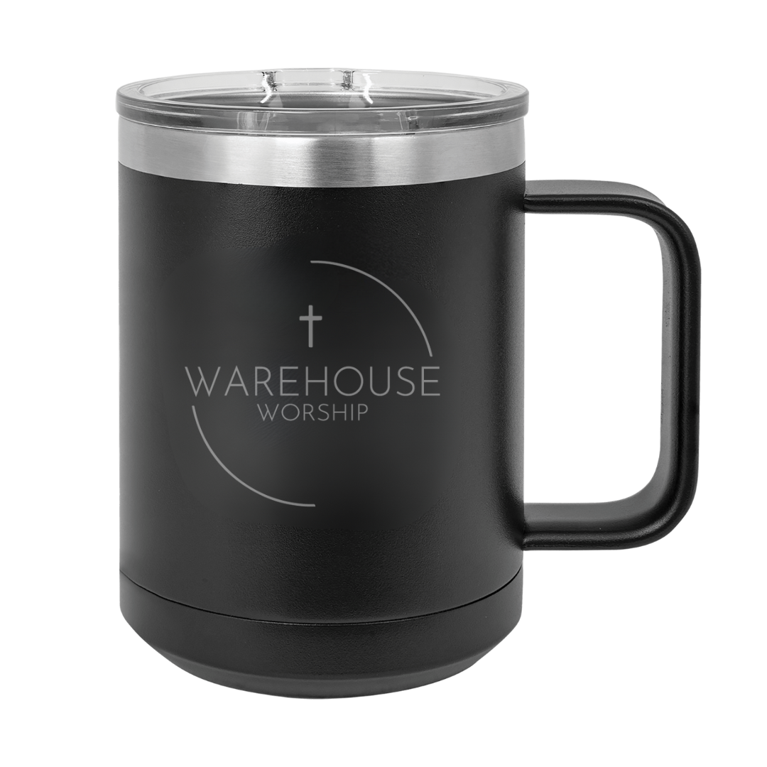15 oz Black Vacuum Insulated Mug with Slider Lid