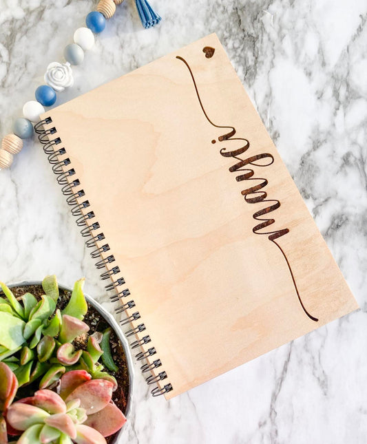 Personalized Engraved Wood Cover Journal – Custom Name
