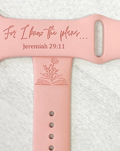 Jeremiah 29:11 Silicone Smart Watch Band Natural Engrave